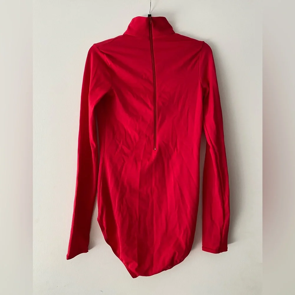 Balera Red Mock Neck Long Sleeve Dance Leotard - Picture 2 of 5